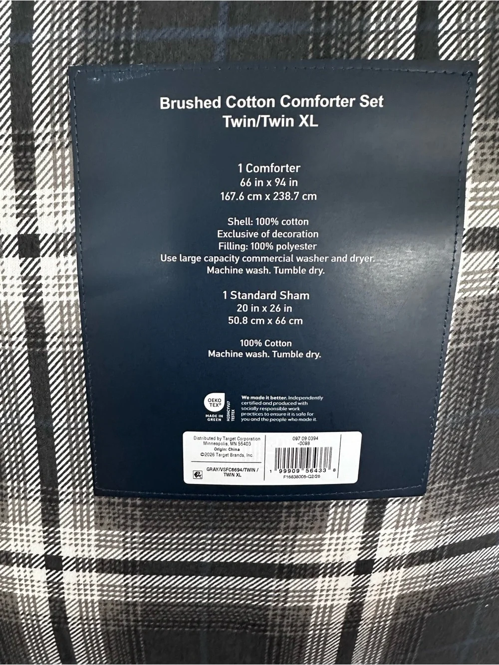 Hollister Gray, Black and White Plaid Travel Duffle